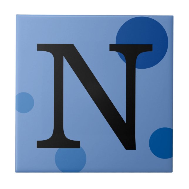BLUE MONOGRAM POLKA DOT TILE (Front)