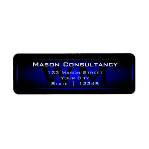 Blue Monogram Return Address Label