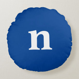 Blue Monogram Round Cushion