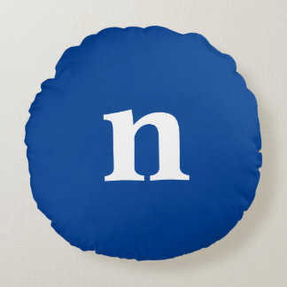 Blue Monogram Round Cushion