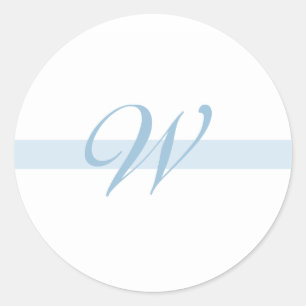 Blue Monogram W Classic Round Sticker