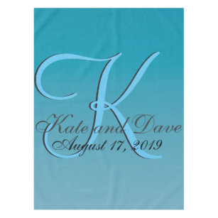 Blue Monogram Water Tablecloth