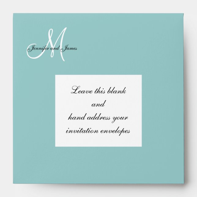 Blue Monogram Wedding Invitation Envelope (Front)