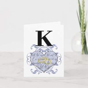Blue Monogram Wedding Vow Heart  Thank You