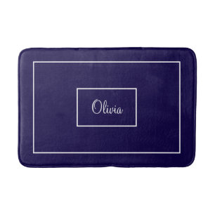 Blue monogrammed bath mat