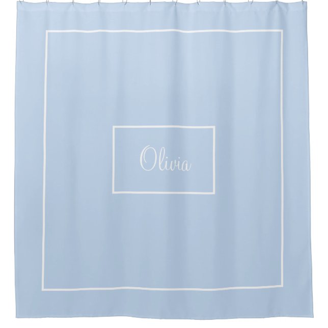Blue monogrammed  shower curtain (Front)