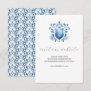 Blue Monogrammed Wedding Website Insert Card
