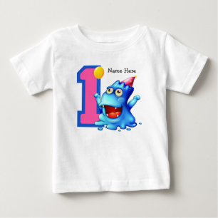 Blue Monster 1st Birthday Custom Baby T-Shirt