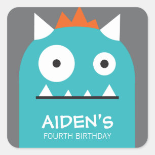 Blue Monster Birthday Sticker