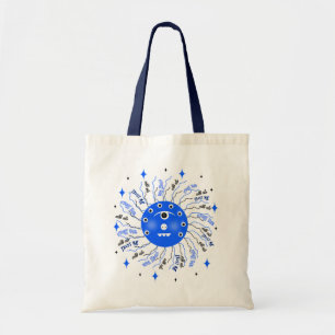 Blue monster tote bag