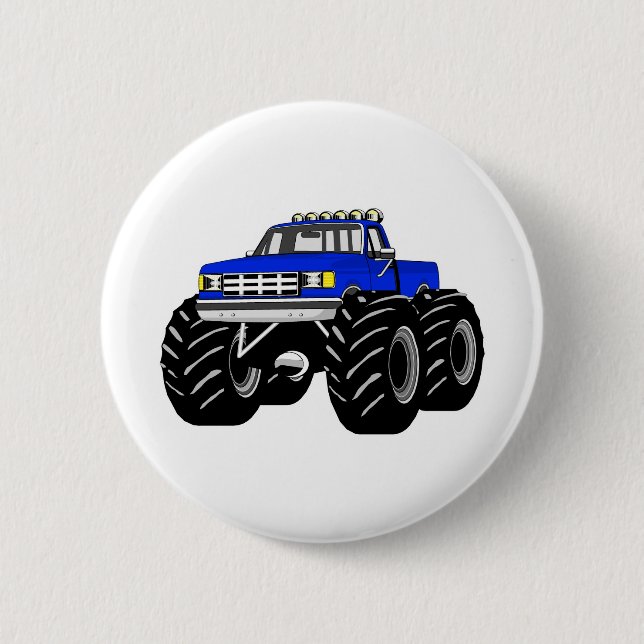 BLUE MONSTER TRUCK 6 CM ROUND BADGE (Front)