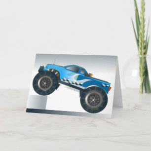 Blue Monster Truck Birthday Card