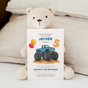 Blue Monster Truck Birthday Invitation