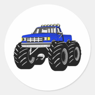 BLUE MONSTER TRUCK CLASSIC ROUND STICKER
