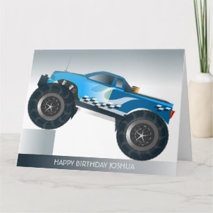Blue Monster Truck Extra Large Birthday Card