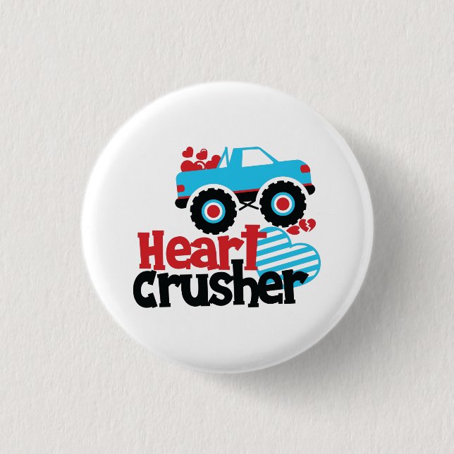 Blue Monster Truck Heart Crusher Valentine 3 Cm Round Badge (Front)