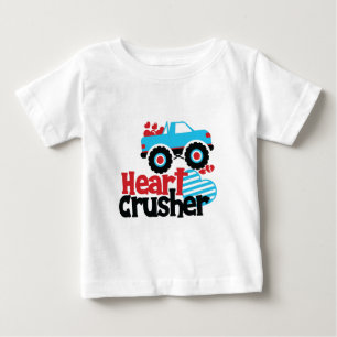 Blue Monster Truck Heart Crusher Valentine Baby T-Shirt