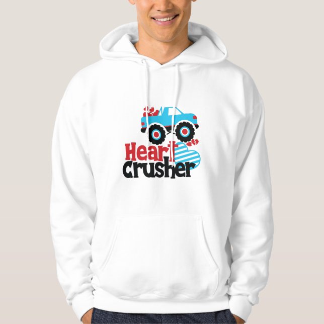 Blue Monster Truck Heart Crusher Valentine Hoodie (Front)