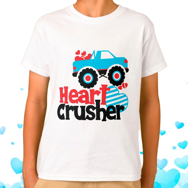 Blue Monster Truck Heart Crusher Valentine T-Shirt (Creator Uploaded)
