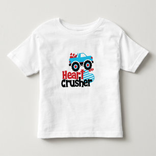 Blue Monster Truck Heart Crusher Valentine Toddler T-Shirt