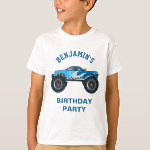 Blue Monster Truck Kids Birthday Party T-Shirt