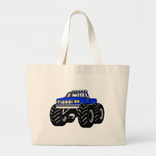 BLUE MONSTER TRUCK LARGE TOTE BAG