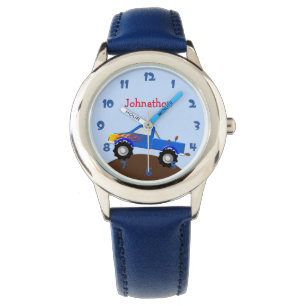 Blue Monster Truck Personalised Watch