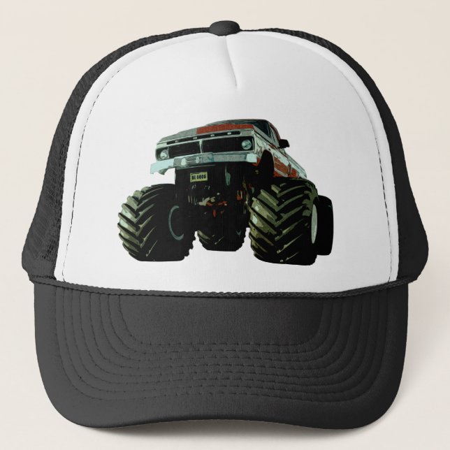 Blue Monster Truck Trucker Hat (Front)