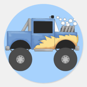 Blue Monster Truck Tshirts and Gifts Classic Round Sticker
