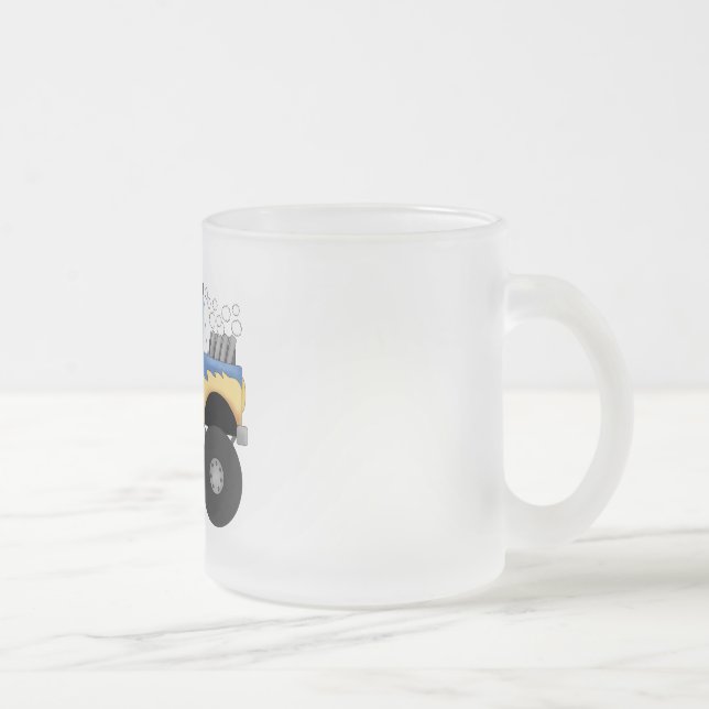Blue Monster Truck Tshirts and Gifts Frosted Glass Coffee Mug (Right)
