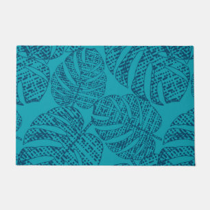Blue monstera leaves . doormat