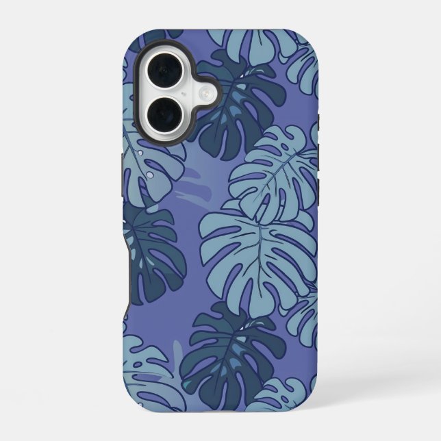 Blue Monsteras  iPhone 16 Case (Back)