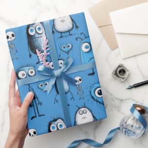 Blue Monsters Wrapping Paper