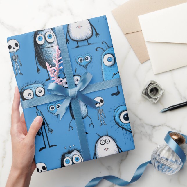 Blue Monsters Wrapping Paper (Gifting)