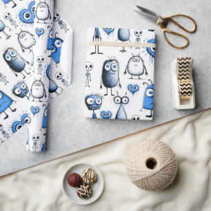 Blue Monsters Wrapping Paper