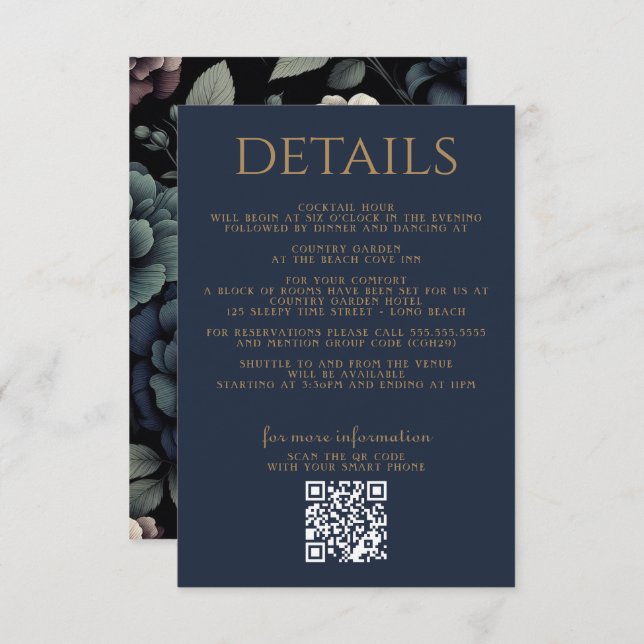 Blue Moody Floral Enclosure Card (Front/Back)