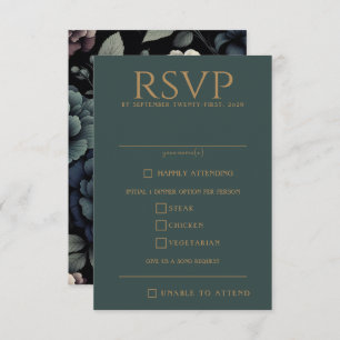 Blue Moody Floral Food Choices RSVP Card