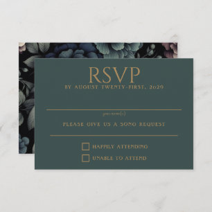Blue Moody Floral RSVP Card