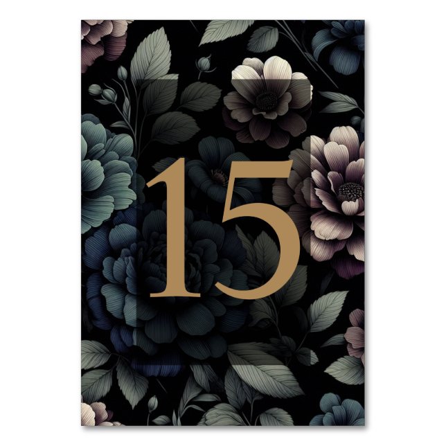 Blue Moody Floral Table 15 Number (Front)