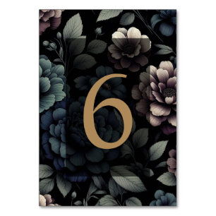 Blue Moody Floral Table 6 Number