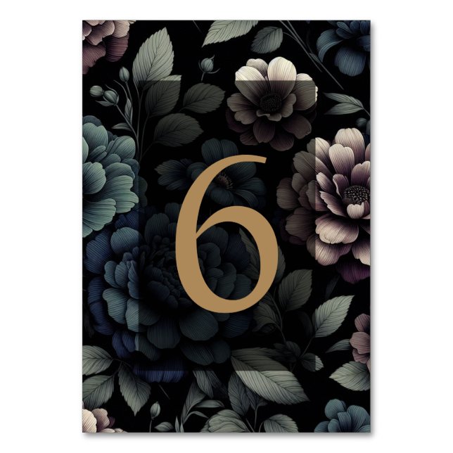 Blue Moody Floral Table 6 Number (Front)