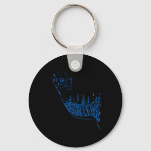 Blue Moomintroll Skiing Down Slope Winter Sports G Key Ring