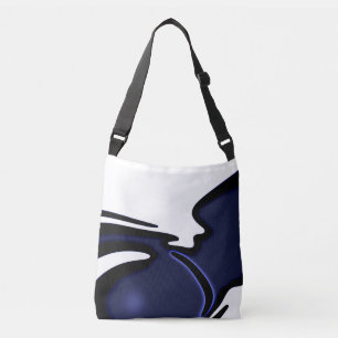Blue Moon: Abstract Blue, White & Black Crossbody Bag