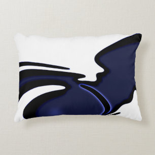 Blue Moon: Abstract Blue, White & Black Decorative Cushion