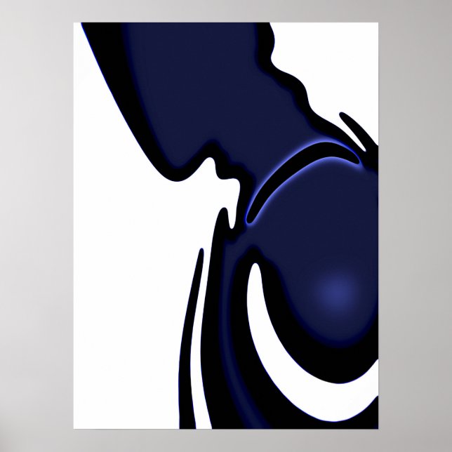 Blue Moon: Abstract Blue, White & Black Poster (Front)