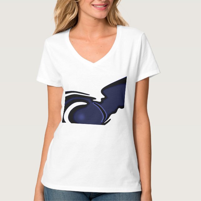 Blue Moon: Abstract Blue, White & Black T-Shirt (Front)