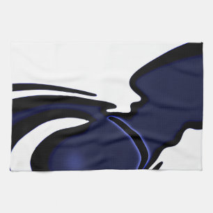 Blue Moon: Abstract Blue, White & Black Tea Towel