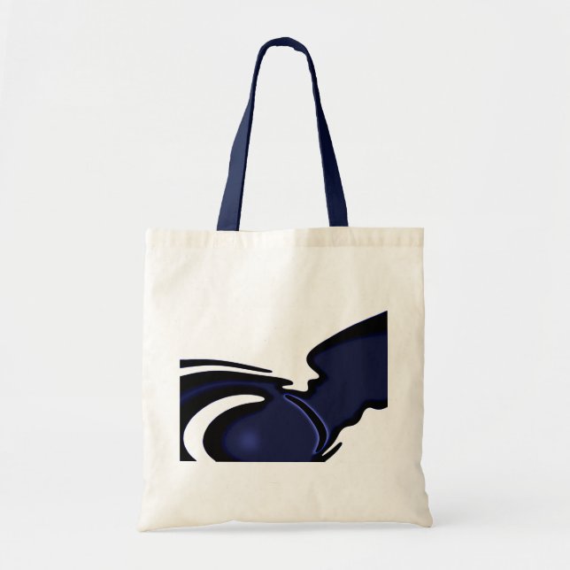 Blue Moon: Abstract Blue, White & Black Tote Bag (Front)