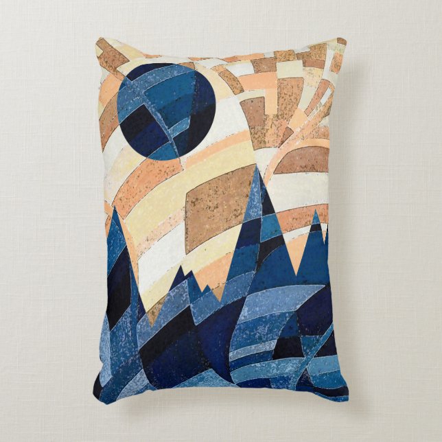 Blue Moon and Mountains Textural Accent Pillow (Front(Vertical))