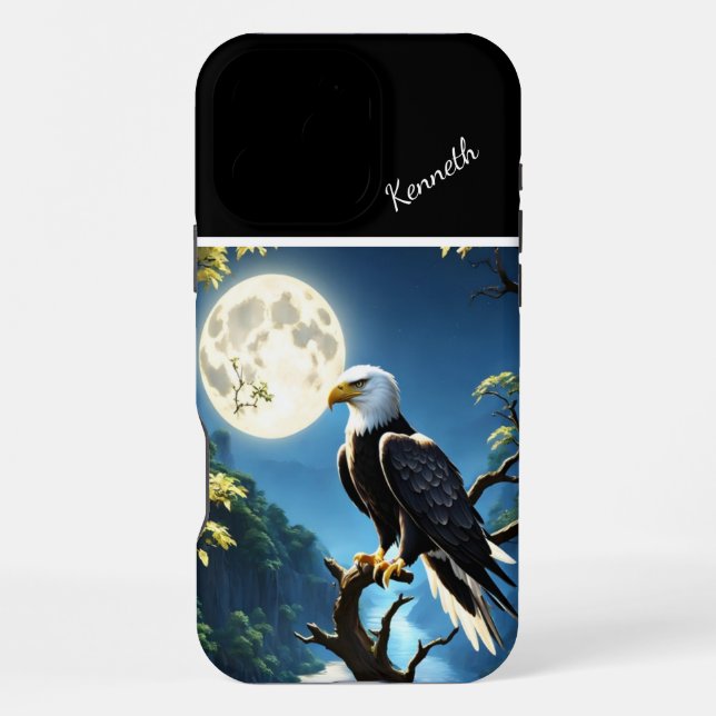 Blue Moon and Nighttime Eagle iPhone Case (Back)